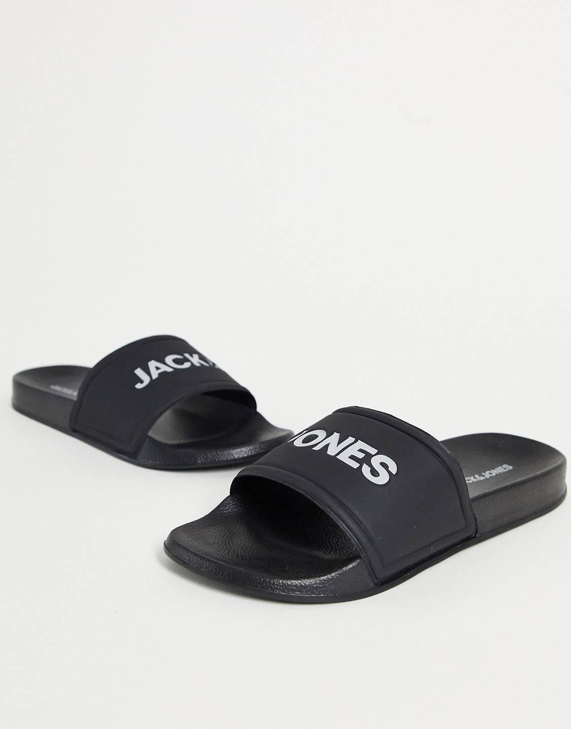 Hombre Zapatos de Sandalias y chanclas de Sandalias de piel Sandalias negras para piscina Jack & Jones de hombre de color Negro 
